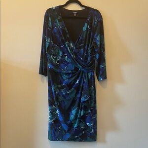 Chaps Floral Faux Wrap Dress SZ XL